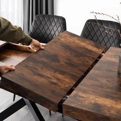 Стіл MEBEL ELITE HAMPTON розкладний 160&ndash;240&times;90 см, дуб рустик / чорний