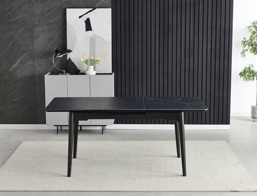 Стол INTARSIO BERLIN CERAMIC раскладной 111&ndash;140&times;75 см, черный мат / черный каркас