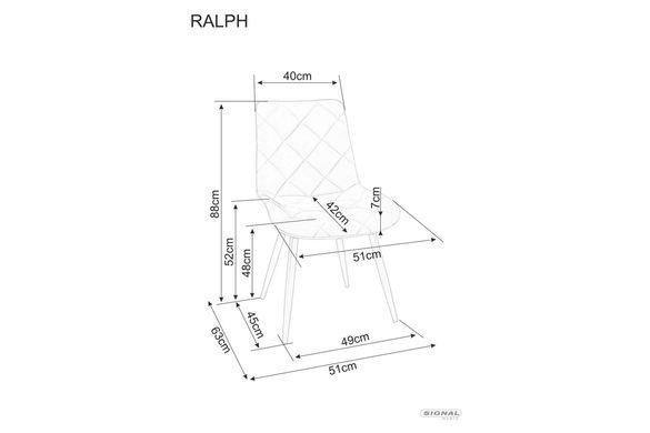 Кухонный стул SIGNAL RALPH Velvet, серый / черный, BLUVEL 14