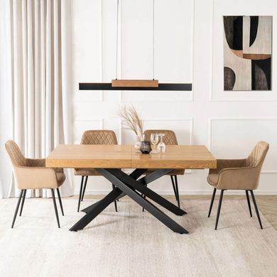 Стіл MEBEL ELITE HAMPTON розкладний 160&ndash;240&times;90 см, золотий дуб / чорний