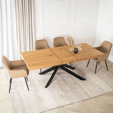 Стіл MEBEL ELITE HAMPTON розкладний 160&ndash;240&times;90 см, золотий дуб / чорний