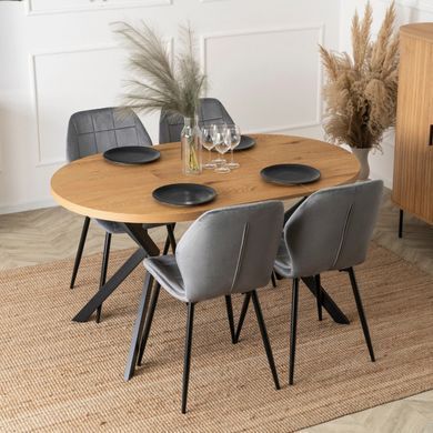 Стіл MEBEL ELITE LUGO розкладний 90&ndash;190&times;90 см, золотий дуб / чорний