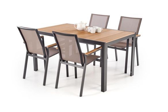 Садовый стол HALMAR FIERRO 150&times;90, коричневый / чёрный