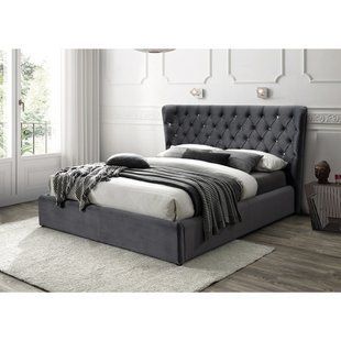 Ліжко Carven велюр Сірий 160х200 см SIGNAL