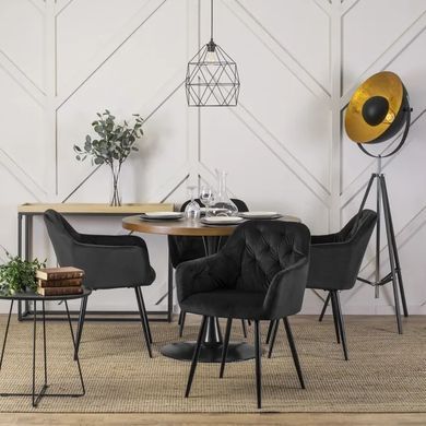 Стол MEBEL ELITE LINO круглый 100 см, орех / черный