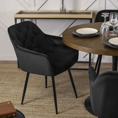 Стол MEBEL ELITE LINO круглый 100 см, орех / черный