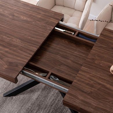 Стіл MEBEL ELITE HAMPTON розкладний 160&ndash;240&times;90 см, горіх / чорний