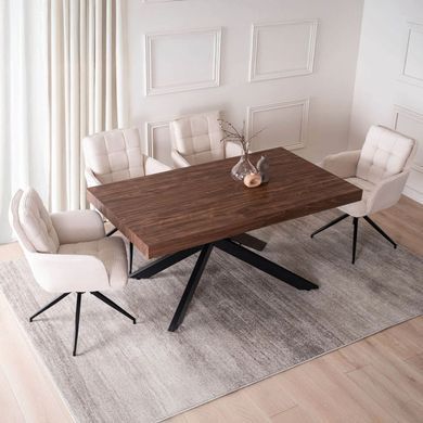 Стіл MEBEL ELITE HAMPTON розкладний 160&ndash;240&times;90 см, горіх / чорний