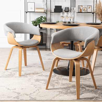 Кресло MEBEL ELITE GARY 2 с подлокотниками, серый / дуб золотой, ткань