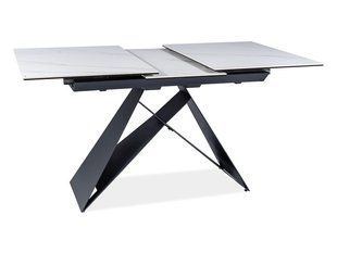 Стол SIGNAL WESTIN SC раскладной 120&ndash;160&times;80 см, белый мрамор Jasper White / чёрный мат
