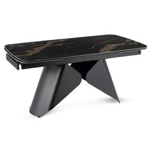 Стіл MEBEL ELITE VERONA розкладний 160&ndash;240&times;90 см, чорний мармур / чорний