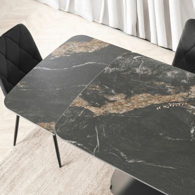 Стіл MEBEL ELITE VERONA розкладний 160&ndash;240&times;90 см, чорний мармур / чорний