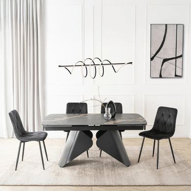 Стіл MEBEL ELITE VERONA розкладний 160&ndash;240&times;90 см, чорний мармур / чорний