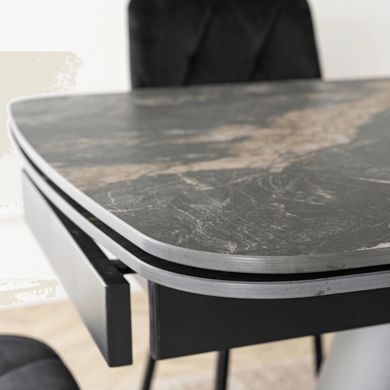 Стіл MEBEL ELITE VERONA розкладний 160&ndash;240&times;90 см, чорний мармур / чорний