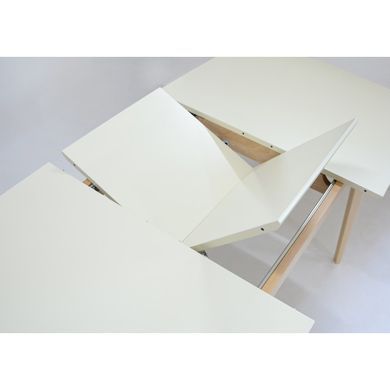 Стол INTARSIO EXEN II раскладной 120&ndash;160&times;80 см, кремовый / бук