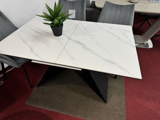 Стол SIGNAL WESTIN SC раскладной 120&ndash;160&times;80 см, белый мрамор Jasper White / чёрный мат