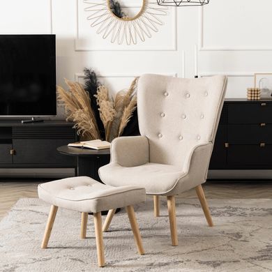Крісло м'яке з підставкою MEBEL ELITE LOZANO 2 Бежевий