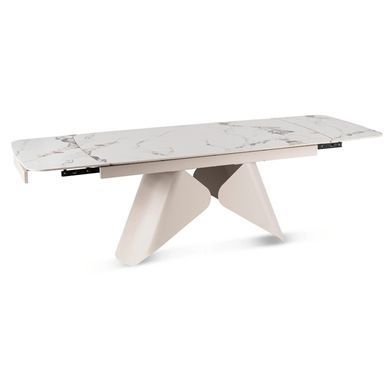 Стіл MEBEL ELITE VERONA розкладний 160&ndash;240&times;90 см, білий мармур / кашемір