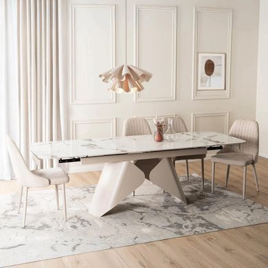 Стіл MEBEL ELITE VERONA розкладний 160&ndash;240&times;90 см, білий мармур / кашемір