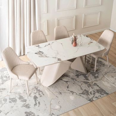 Стіл MEBEL ELITE VERONA розкладний 160&ndash;240&times;90 см, білий мармур / кашемір