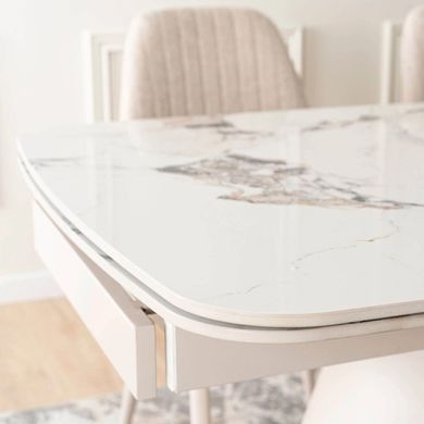 Стіл MEBEL ELITE VERONA розкладний 160&ndash;240&times;90 см, білий мармур / кашемір