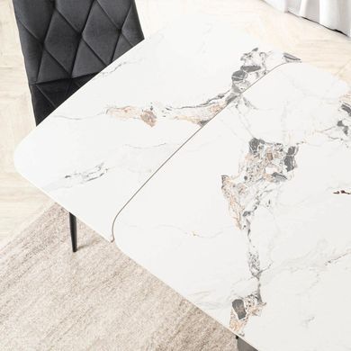 Стіл MEBEL ELITE VERONA розкладний 160&ndash;240&times;90 см, білий мармур / чорний