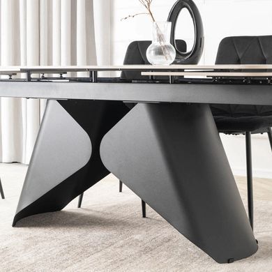 Стіл MEBEL ELITE VERONA розкладний 160&ndash;240&times;90 см, білий мармур / чорний