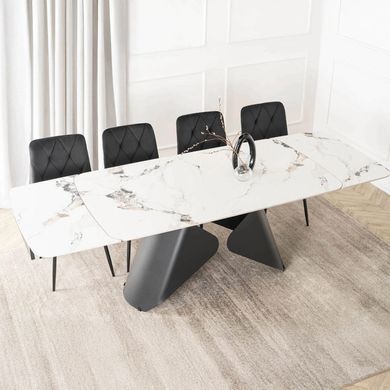 Стіл MEBEL ELITE VERONA розкладний 160&ndash;240&times;90 см, білий мармур / чорний