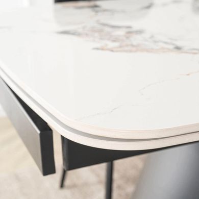 Стіл MEBEL ELITE VERONA розкладний 160&ndash;240&times;90 см, білий мармур / чорний