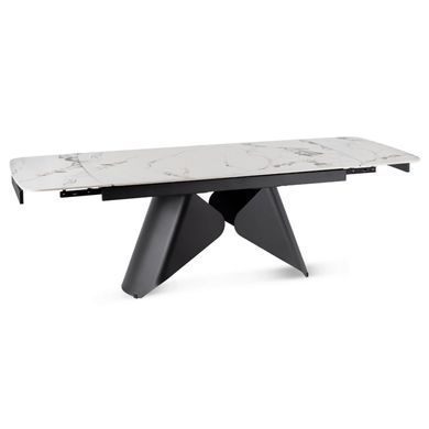 Стіл MEBEL ELITE VERONA розкладний 160&ndash;240&times;90 см, білий мармур / чорний