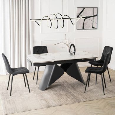 Стіл MEBEL ELITE VERONA розкладний 160&ndash;240&times;90 см, білий мармур / чорний