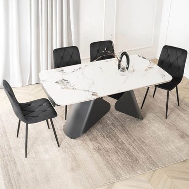 Стіл MEBEL ELITE VERONA розкладний 160&ndash;240&times;90 см, білий мармур / чорний