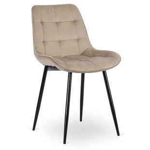 Стілець MEBEL ELITE CHRIS, бежевий / чорний, велюрова тканина