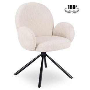 Кресло MEBEL ELITE MUSSO с подлокотниками, бежевый / черный, ткань букле
