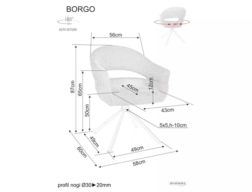 Кресло SIGNAL BORGO Leo с подлокотниками, серый / черный, LEO 07