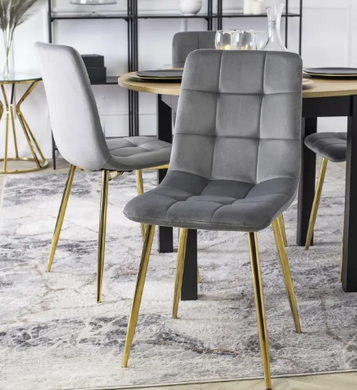 Кухонный стул MEBEL ELITE YORK, серый / золотой, велюровая ткань