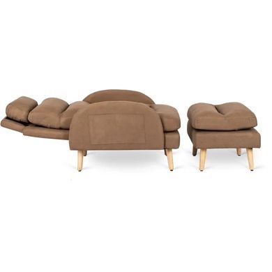 Крісло м'яке з підставкою для ніг MEBEL ELITE HENRY тканина: коричневий