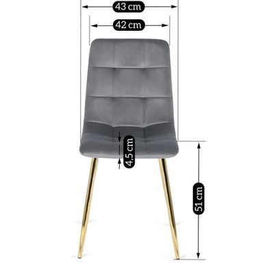 Кухонный стул MEBEL ELITE YORK, серый / золотой, велюровая ткань