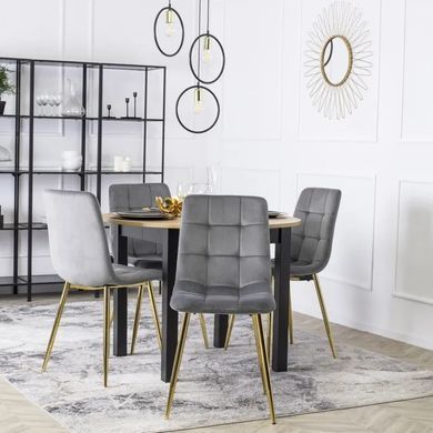 Кухонный стул MEBEL ELITE YORK, серый / золотой, велюровая ткань