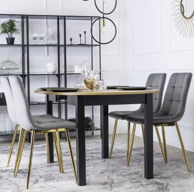 Кухонный стул MEBEL ELITE YORK, серый / золотой, велюровая ткань