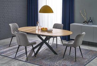 Стол HALMAR ACORD раскладной 120&ndash;200&times;120 см, натуральный / чёрный