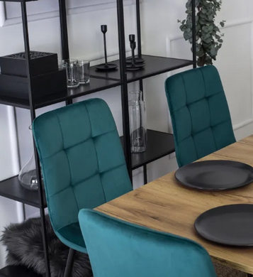 Кухонний стілець MEBEL ELITE PERU, бірюзовий / чорний, велюрова тканина