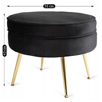 Кресло с пуфом MEBEL ELITE GRAND, чёрный / золотистый