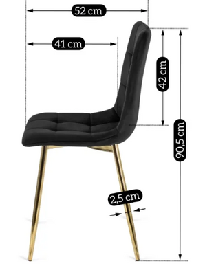 Кухонный стул MEBEL ELITE YORK, черный / золотой, велюровая ткань