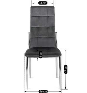 Кухонный стул MEBEL ELITE MOLLY, серый / хром, велюровая ткань