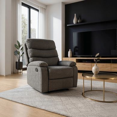 Кресло-реклайнер MEBEL ELITE KOBE, серый, ткань