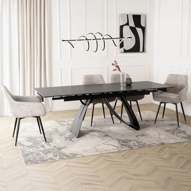 Стол MEBEL ELITE DEVON раскладной 160&ndash;220&times;90 см, черный мрамор / черный