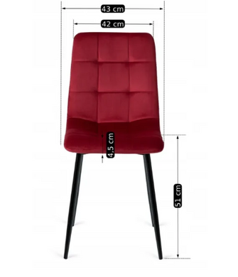 Кухонний стілець MEBEL ELITE PERU, бордовий / чорний, велюрова тканина