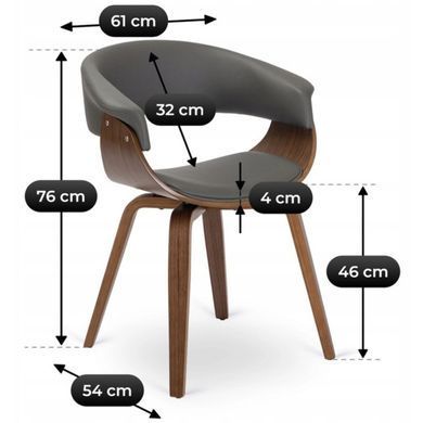 Крісло MEBEL ELITE GARY з підлокітниками, сірий / горіх, екошкіра
