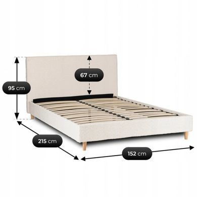 Ліжко MEBEL ELITE KIOTO Boucle 140x200 см Кремовий